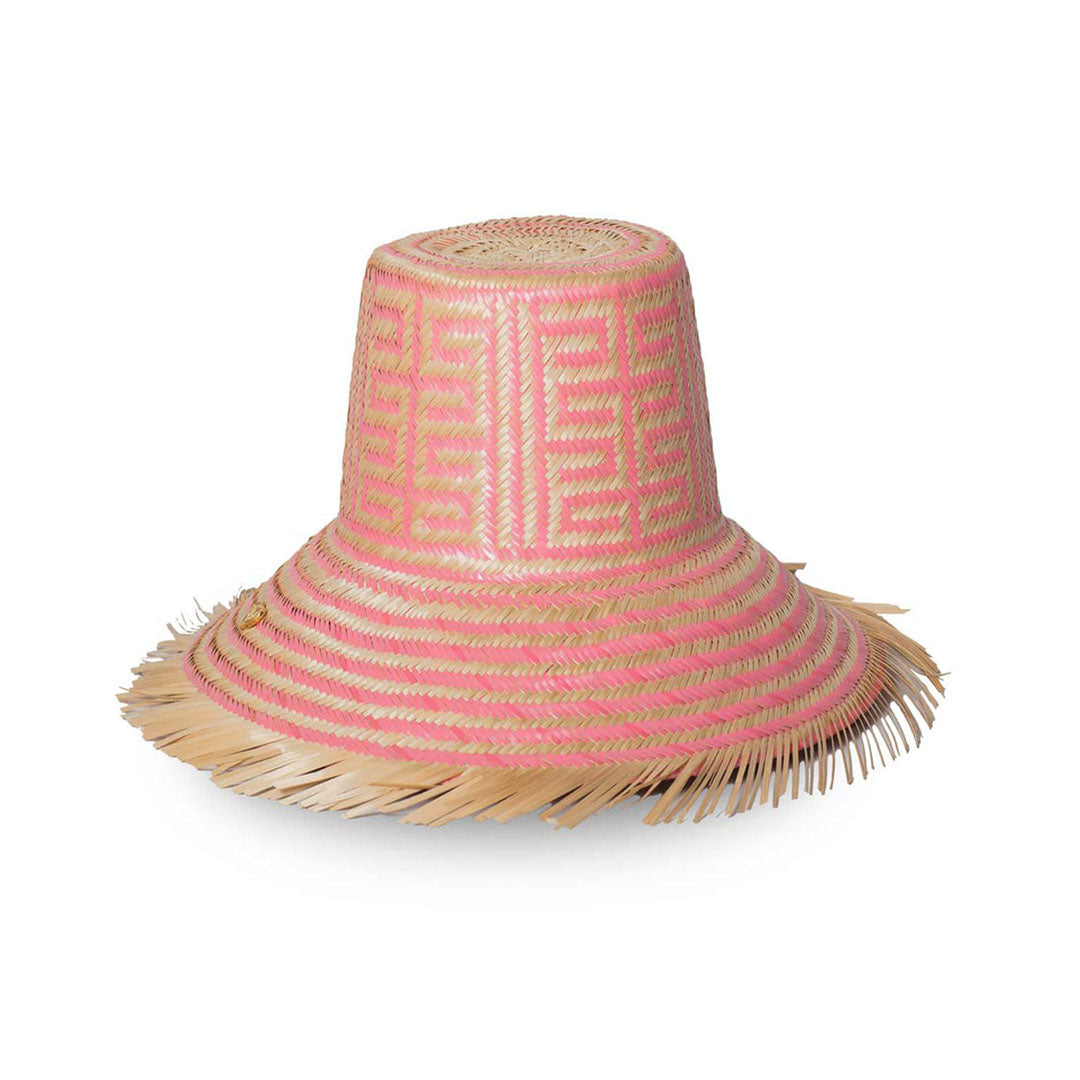 Stylish Pink Lele Sadoughi Straw Hat with Red Band Lele Sadoughi The Met X Lele Knotted Klee Embellished  main image 2